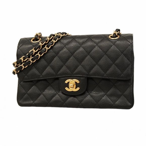 Chanel Matelasse Shoulder Bag Caviar Leather Black Gold Hardware Pre-owned Women - Picture 1 of 16